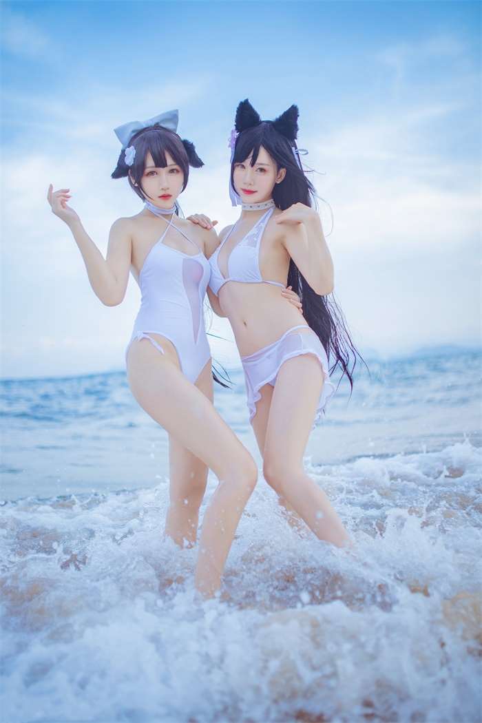 微博人气Coser@抖娘-利世 抖娘×不呆猫 獒犬海边泳装 [41P/326MB]